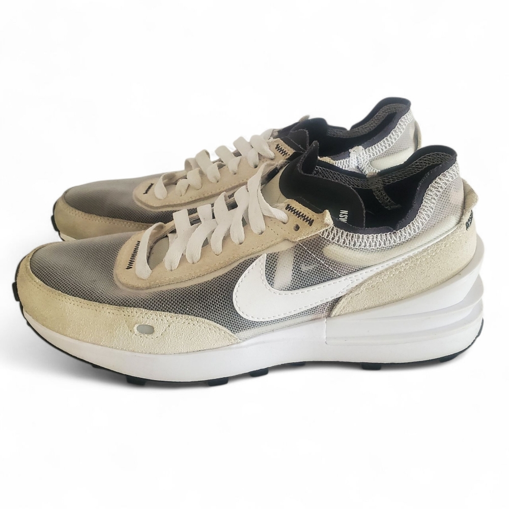 NIKE Waffle One White/Black Suede | Mesh Performance Training Sneaker SZ W8 M6.5